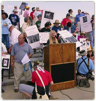 Shannon Moore addresses the crowd at a rally she organized to pass the Louisiana Pet Evacuation Bill 310x325