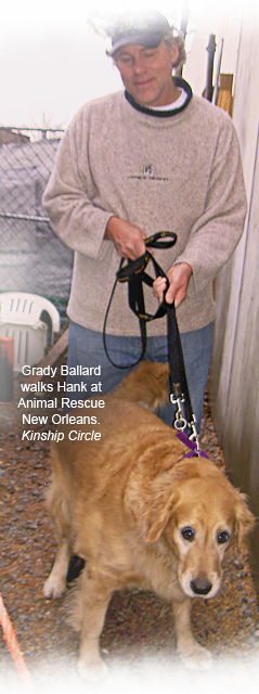 Kinship Circle volunteer Grady Ballard walks Hank at Animal Rescue New Orleans 239x640