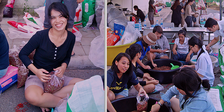 Local volunteers at flood shelter, (c) Kinship Circle