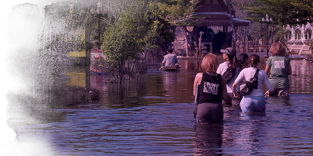 The team wades out to stranded animals, Kinship Circle