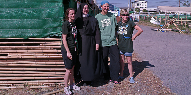 inship Circle team at disaster shelter, Kinship Circle